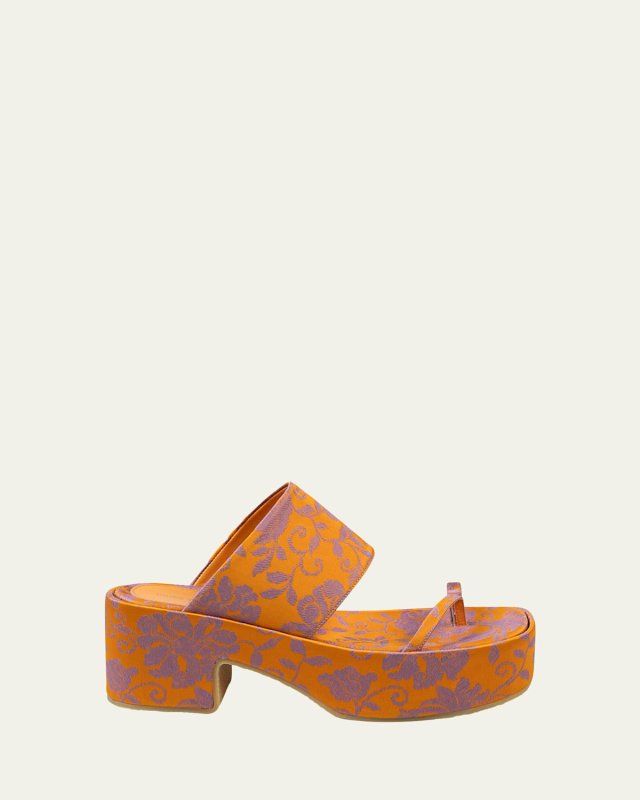 Printed Thong Platform Slide Sandals